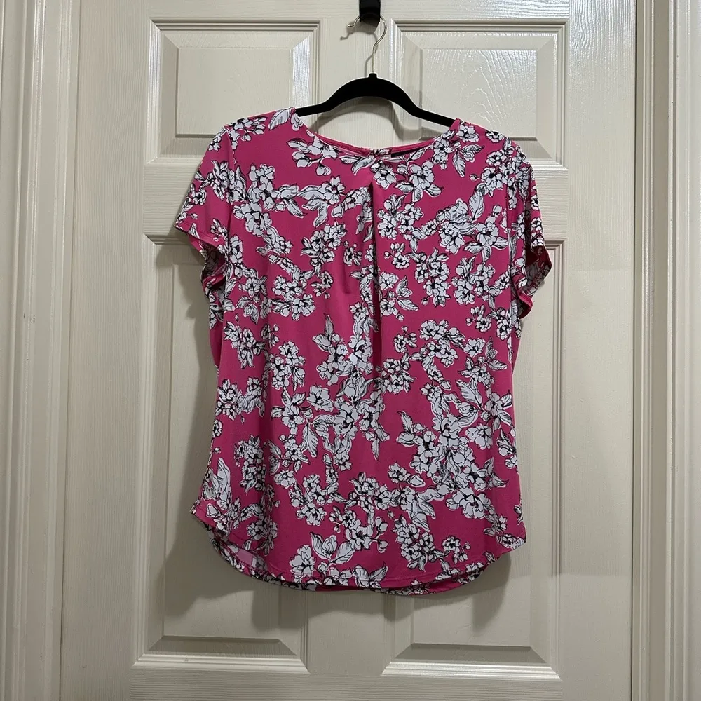 Liz Claiborne short sleeve blouse pink floral size large - Image 2
