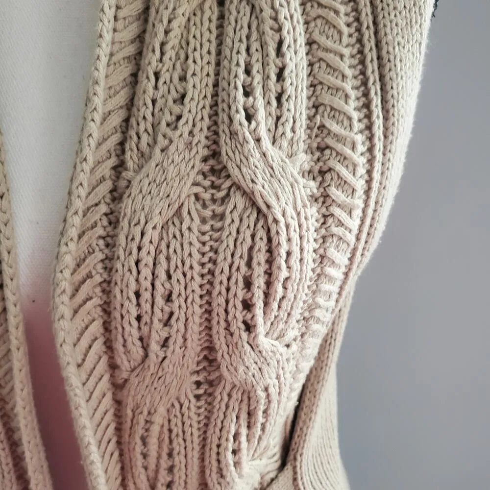 New York & Company Belted Cable Knit Sweater Vest M Tan Size M - Image 6