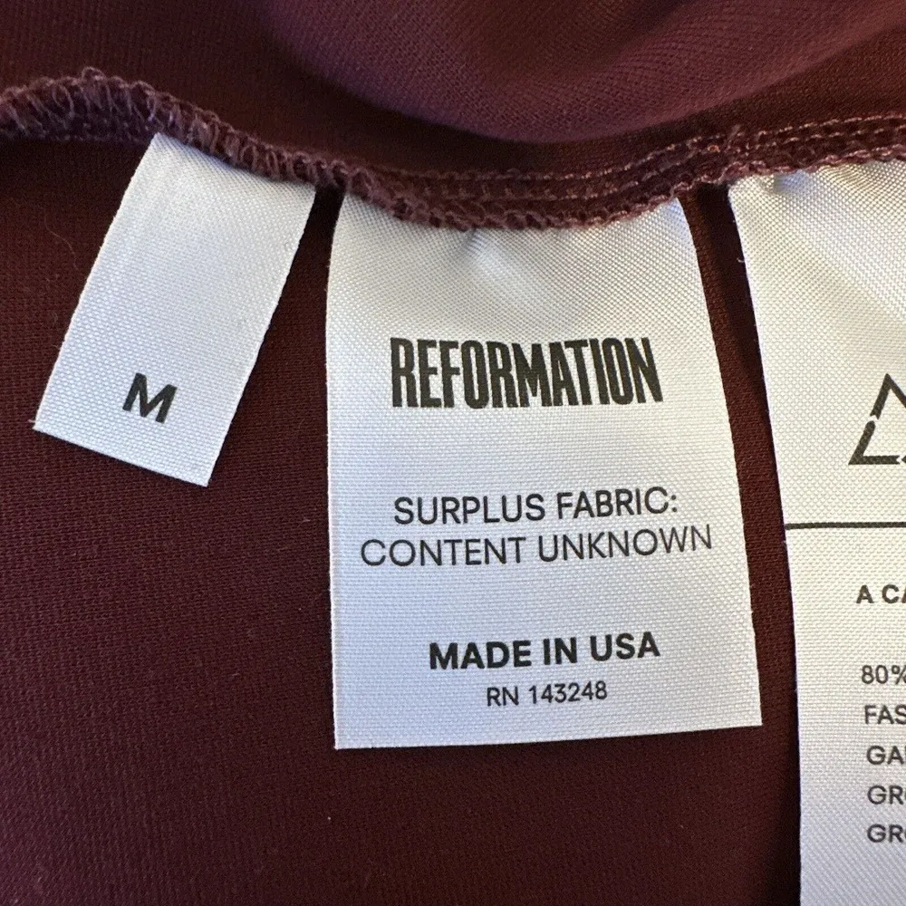 Reformation Bodycon Square Neck Mini Dress Size M Medium Maroon Red Short Sleeve - Image 7