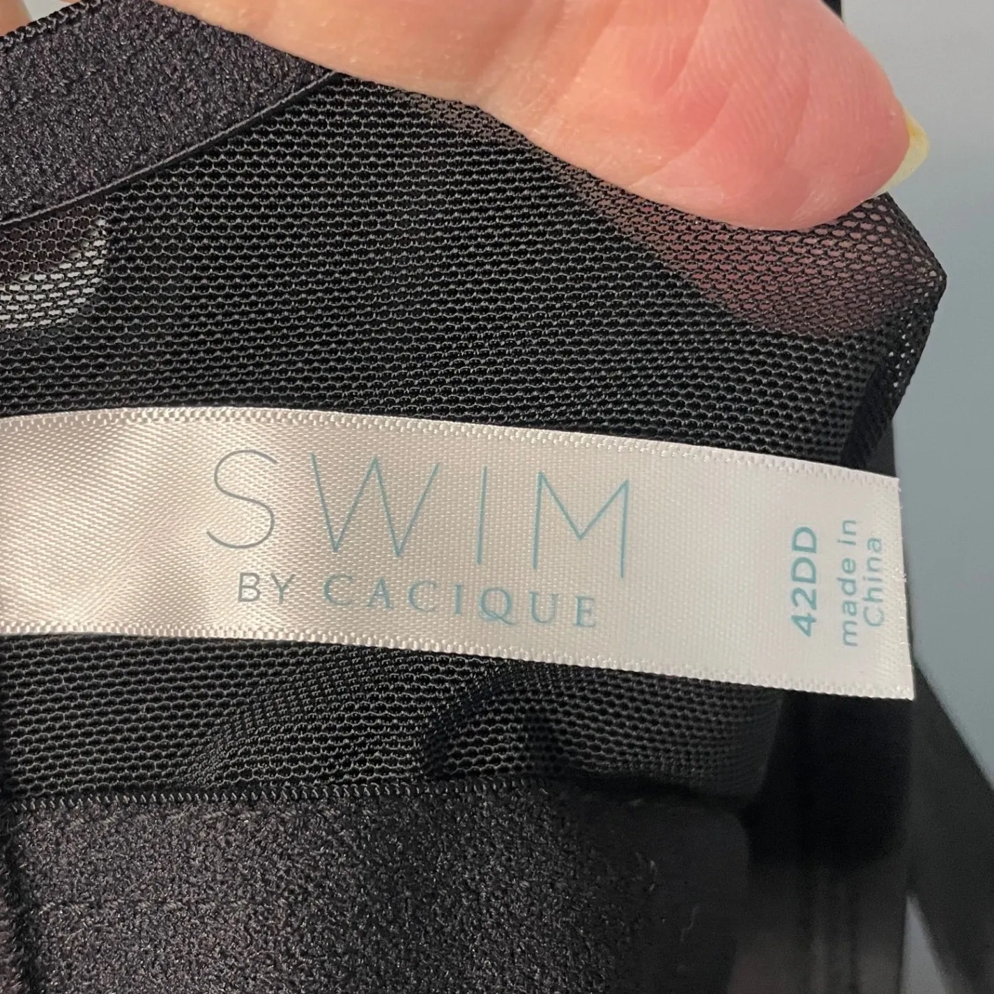 Cacique Swim Black Tankini Swim Top Tummy Control Bra Support Plunging Neck 42DD Size undefined - Image 4