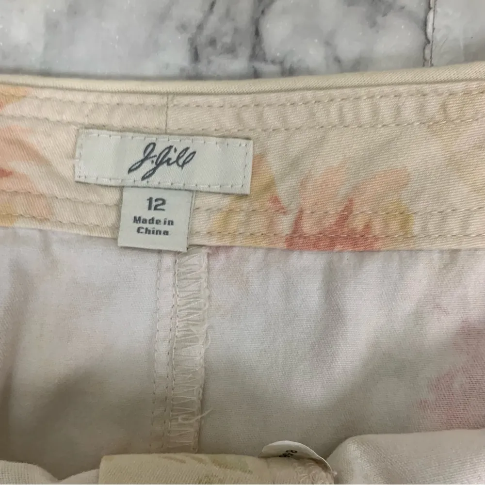 J.Jill Floral Print Skirt 100% Cotton Pastel Yellow Size 12 Vintage 90s - Image 2