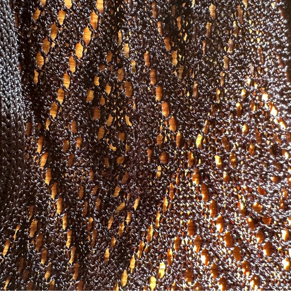 90s Nordstrom Chevron Fringed Eyelet Scarf, 100% Rayon - Image 5