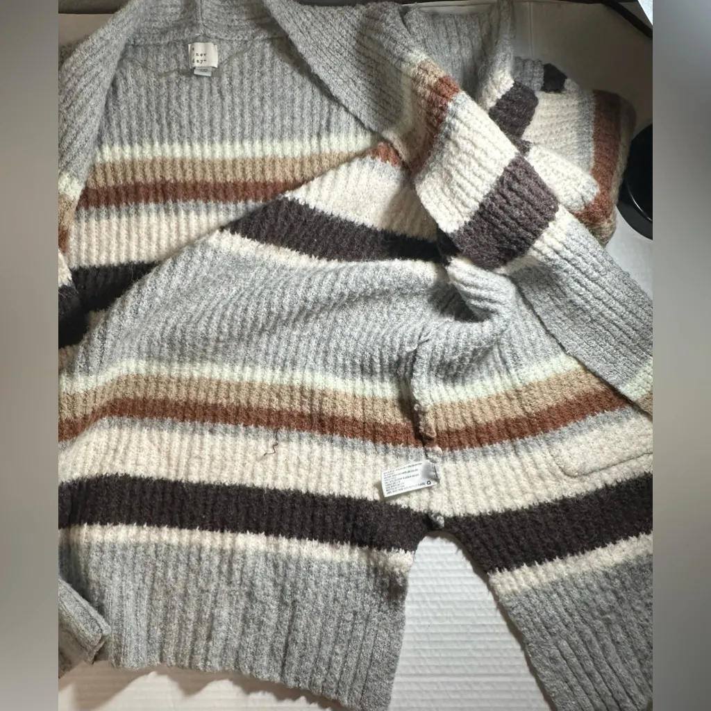A New Day Womens Earthy Striped Long Sleeve Warm Cardigan Plus Size Sweater XXL‎ - Image 8
