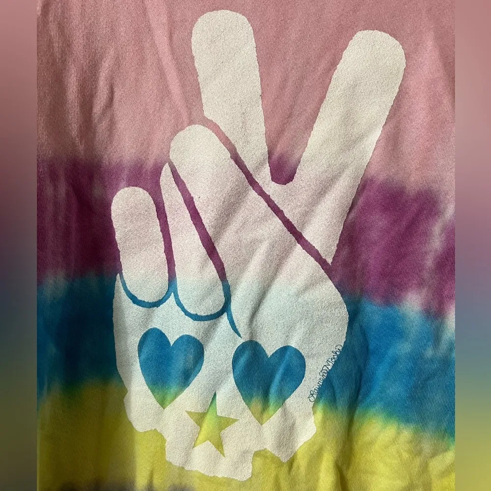 Lauren Moshi Lee Skull Peace Hand Tie Dye Sweatshirt Ocean Sunrise NWT Large - Image 8