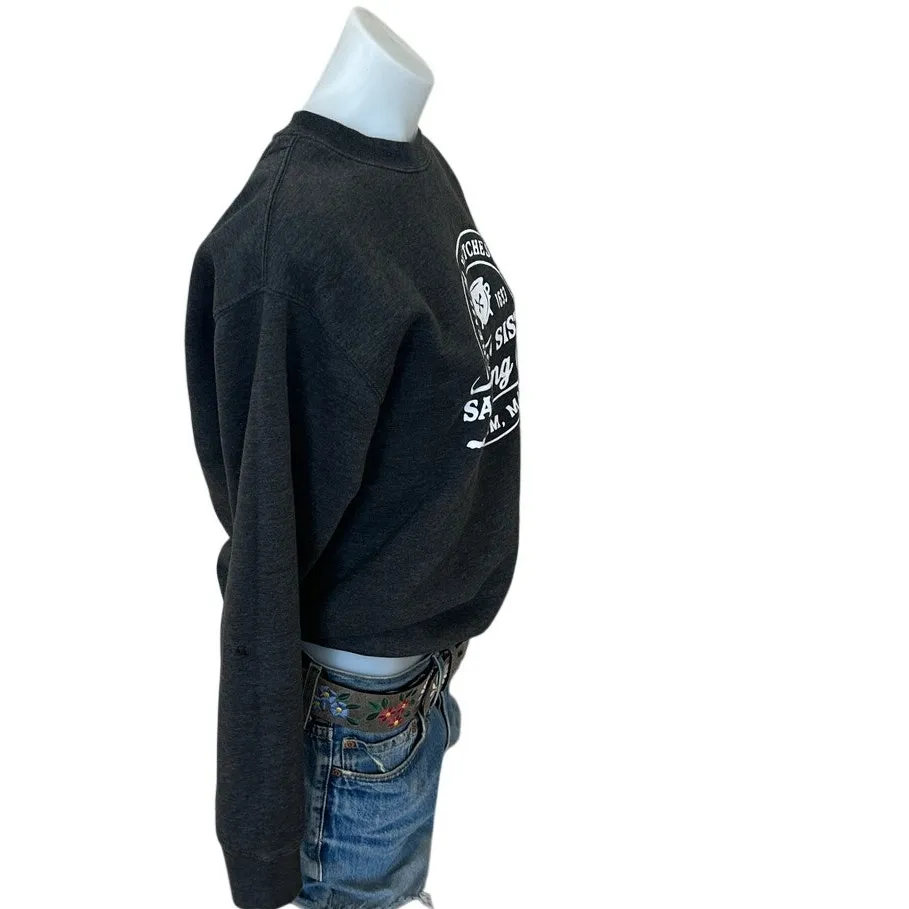 Hocus Pocus Sweatshirt MEDIUM Fleece Oversize Sanderson Sisters Halloween Gray - Image 4