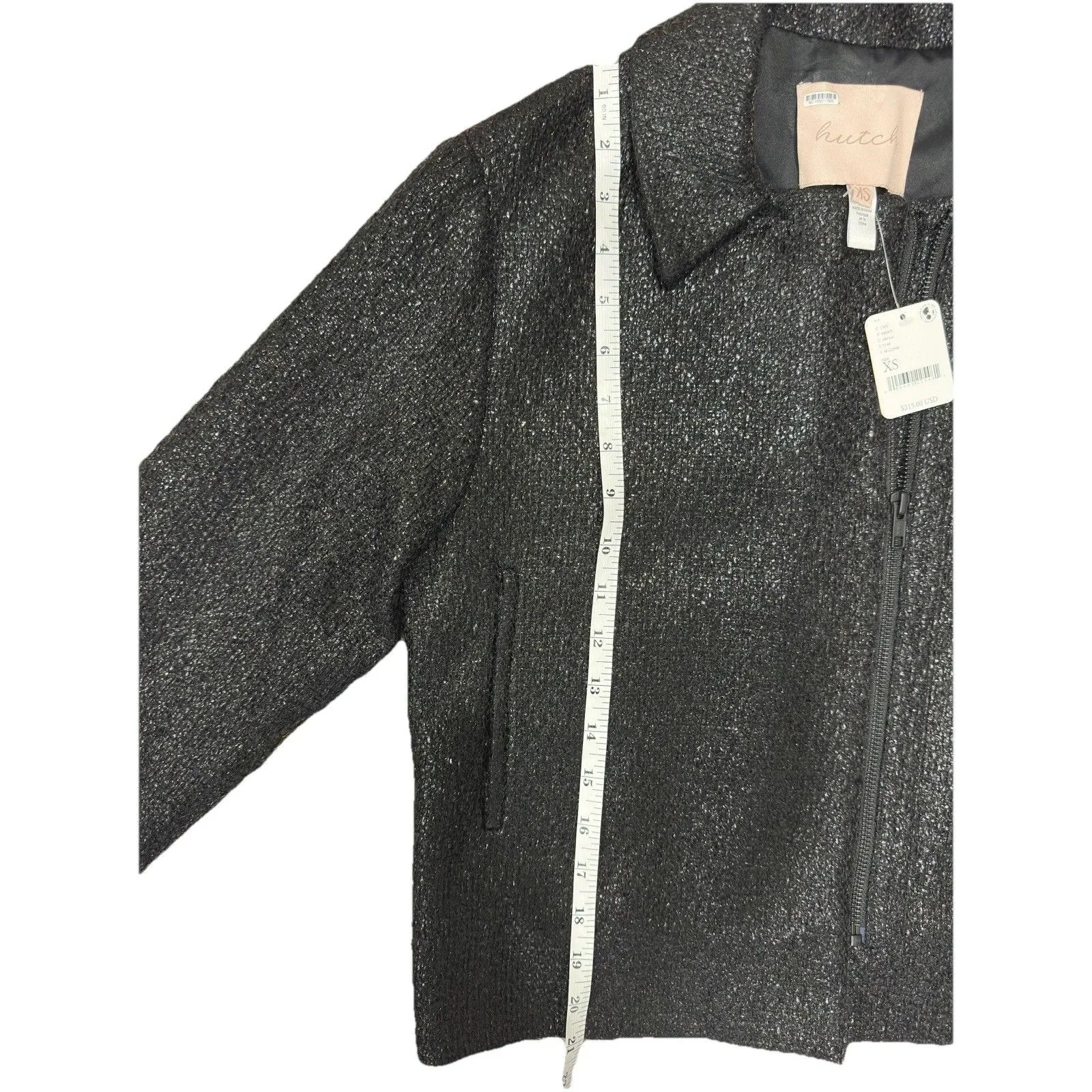 Hutch Black Foil Moto Jacket XS Anthropologie NWT $215 - Image 9