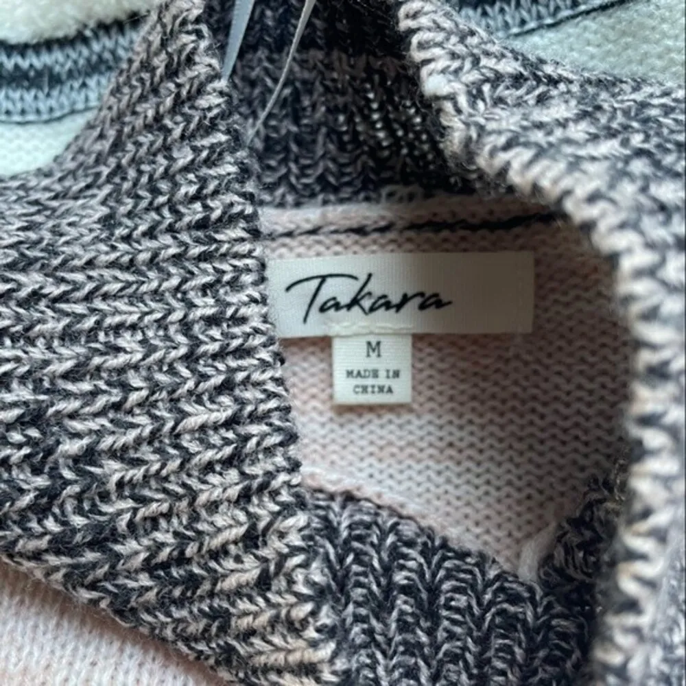 Takara Sweater Preppy Striped Statement Sleeve Pullover Pink Women's Size Medium - Image 7