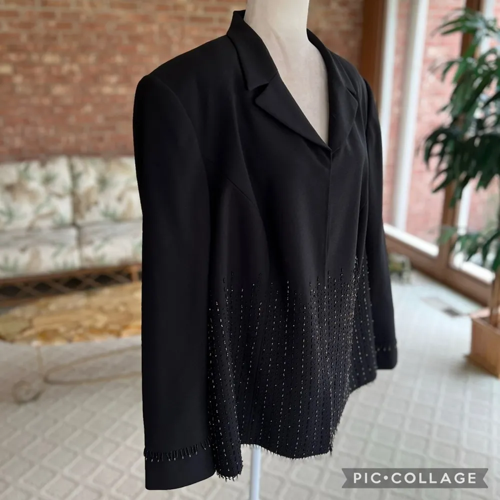 John Meyer of Norwich Blazer Beaded Fringe Black 22W Cocktail Holiday Party Chic - Image 14