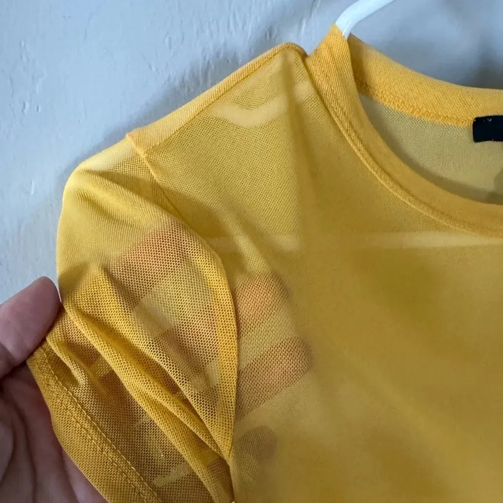 Forever 21 sheer mustard yellow bodysuit size M - Image 5