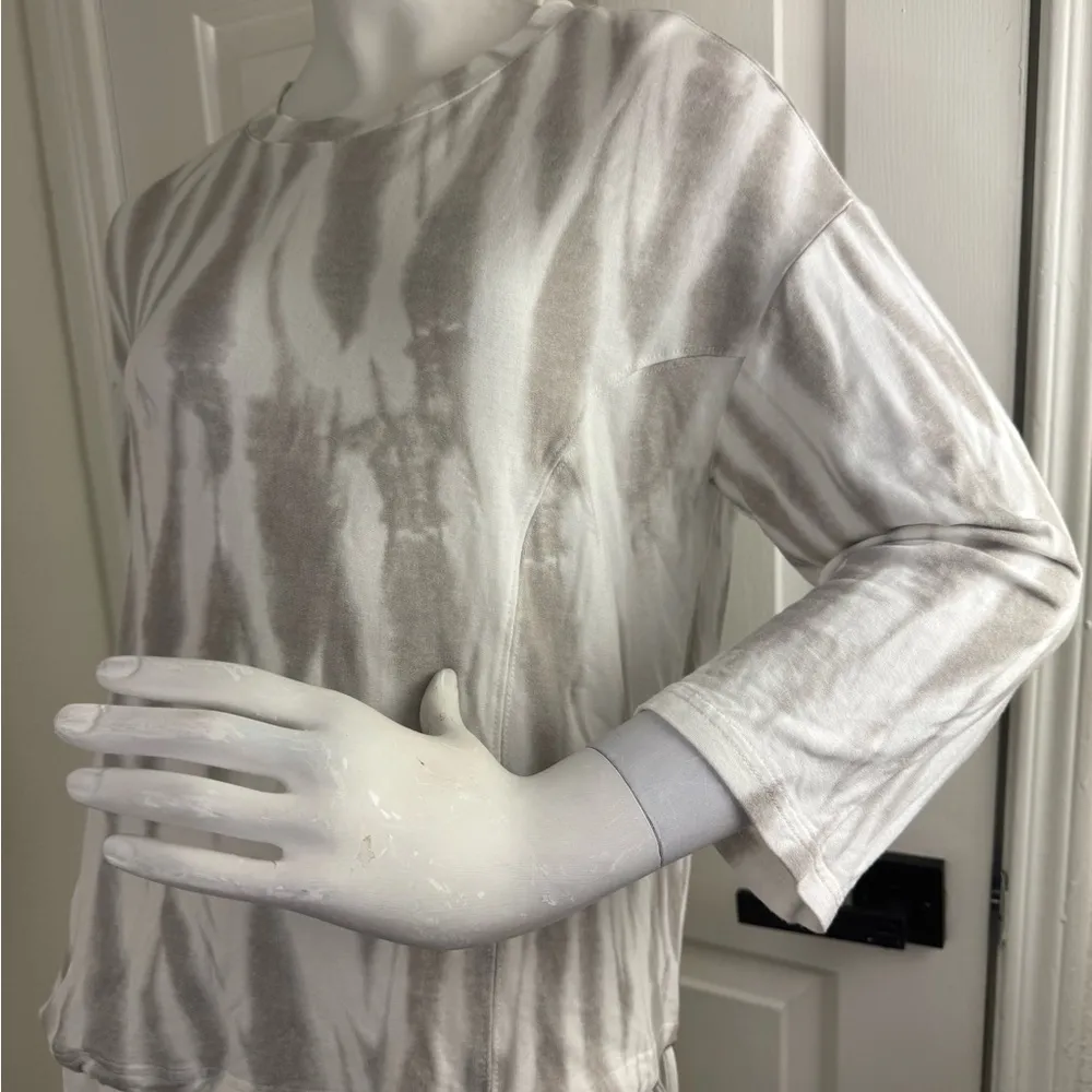 RACHEL ZOE Sweatshirt Top Women's Tie Dye Gray/White Pullover Long Sleeve Sz XS - Image 6