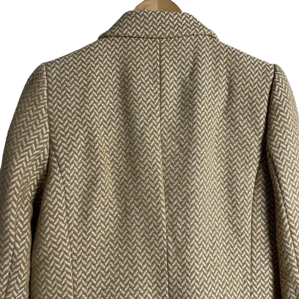 Anine Bing Tan Fishbone Wool Blend Double Breasted Relaxed Blazer Jacket Size S - Image 11