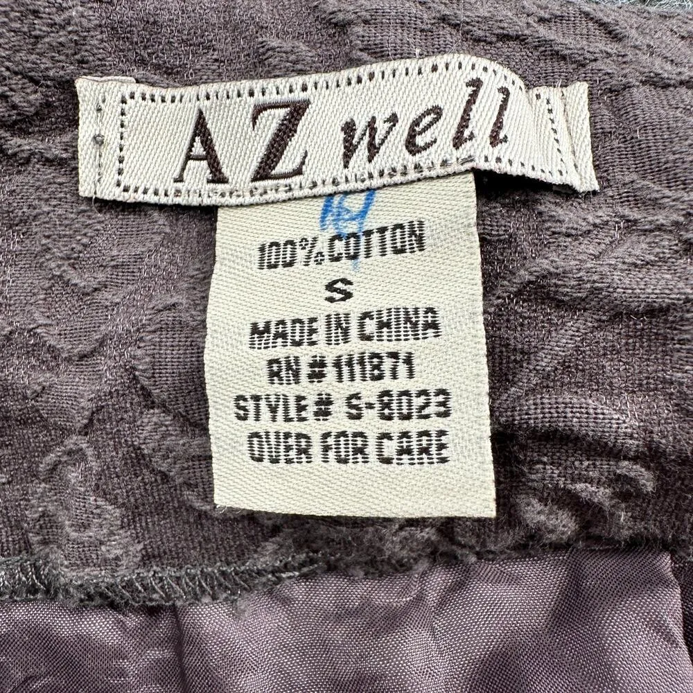 Vintage AZWELL Y2K Midi Skirt Brown S A-Line Embroidered Floral Cutout Detail - Image 5