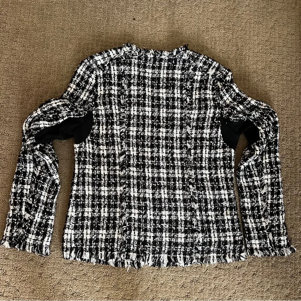 Truth and Pride Black and White Tweed Blazer Size M - Image 3