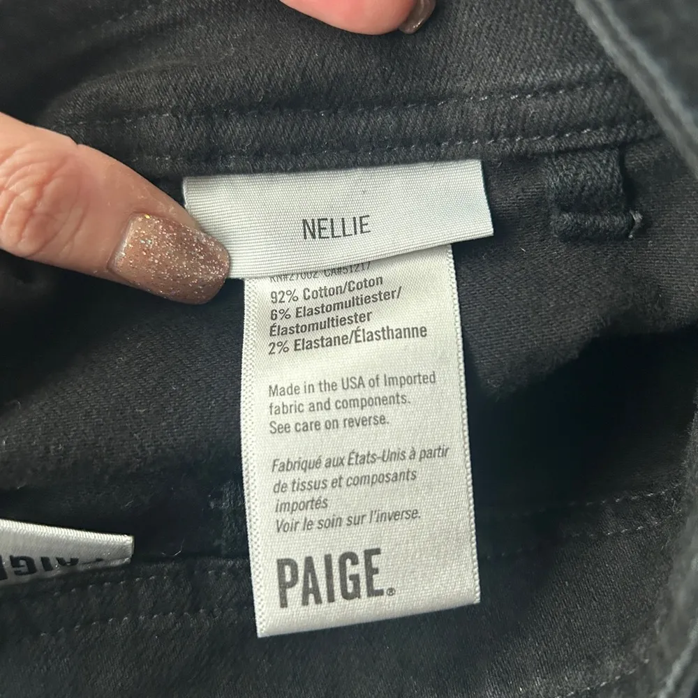 PAIGE Nellie Culotte High Rise Wide Leg Jeans Black Denim Cropped Size 30 - Image 4