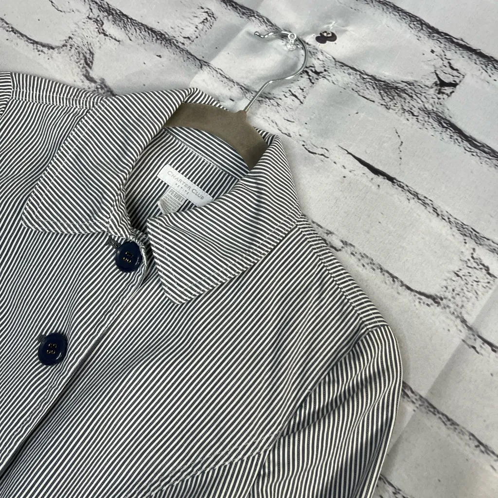 Vintage Charter Club Petite Striped Button Down Shirt LongSleeve Cinched XS Y2K - Image 7