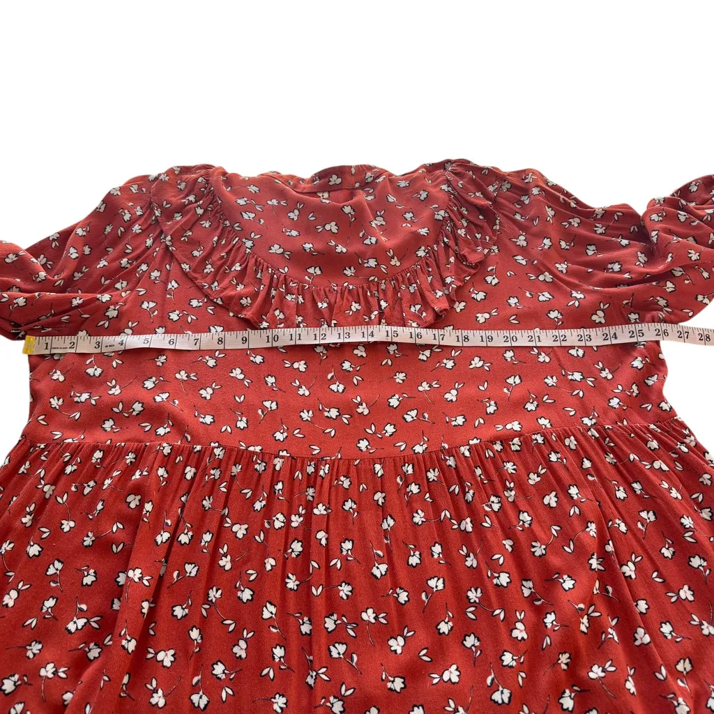 Eloquii Red & White Ditzy Floral Long Sleeve Ruffle Mini Dress Plus‎ Size 22 - Image 13