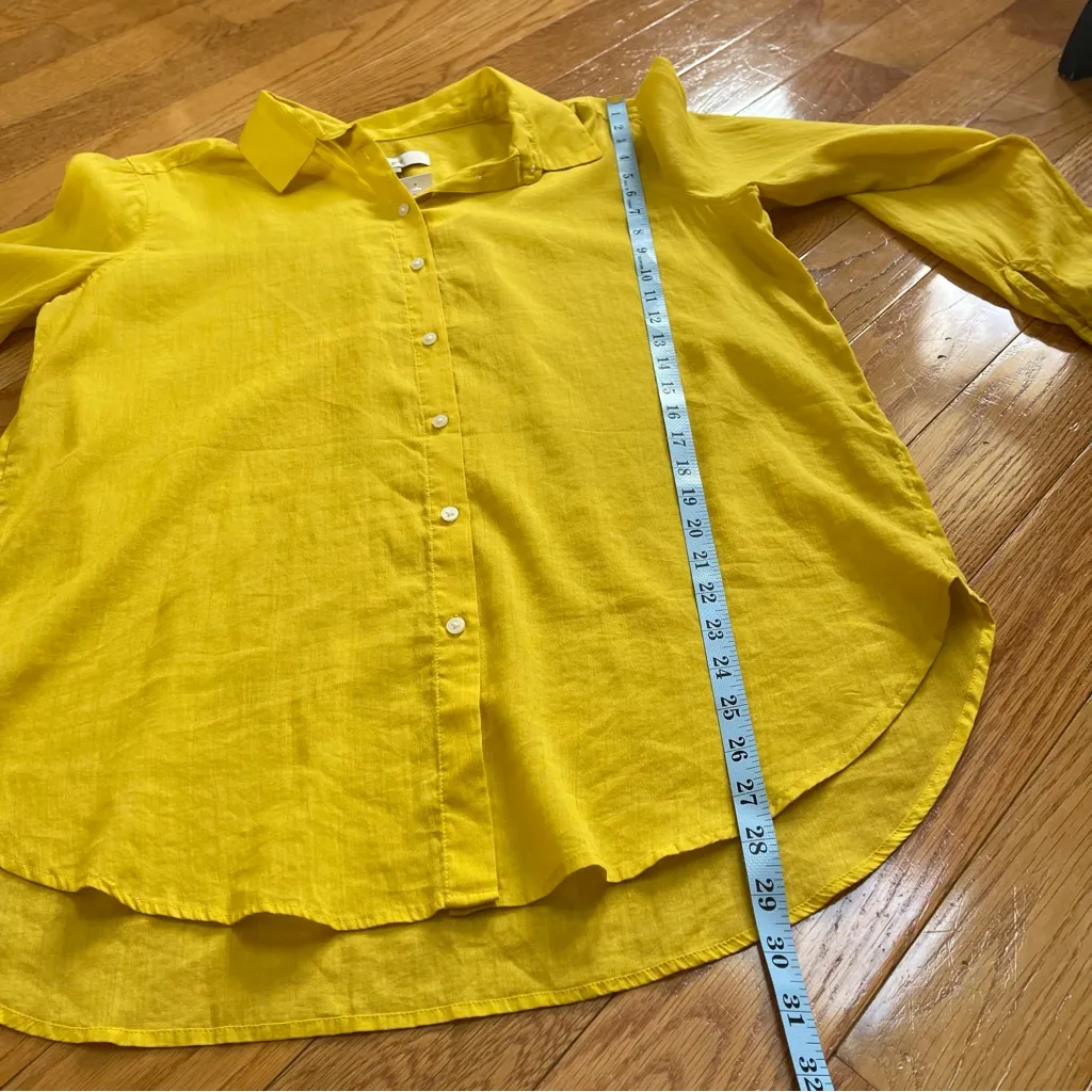 LOFT Cotton Blend Voile Buttondown Shirt Blouse Top Yellow Collared Sz Large - Image 11