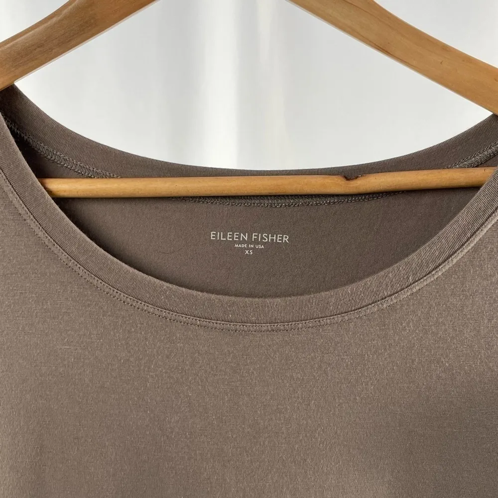 Eileen Fisher Organic Cotton Short Sleeve T Shirt Dress in‎ Light Brown Size XS - Image 5