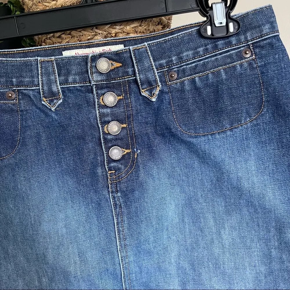 Abercrombie And Fitch Vintage Y2K Mini Skirt Distressed Button Fly Early 2000s - Image 2