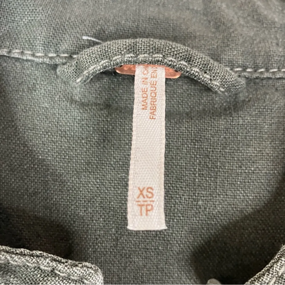 Free People | Emilia Military Green Lace Trim Button Front Linen Blend Jacket XS - Image 5