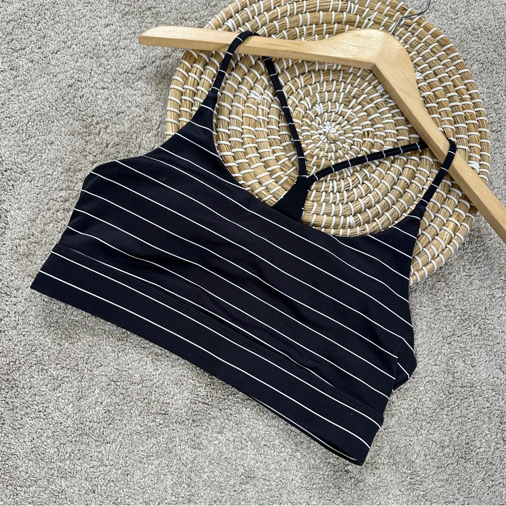 Zyia Active Women’s Light & Tight Racer Straps Sports Bra Pinstripes in Black XL - Image 4