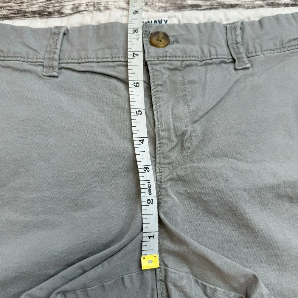 Old Navy Womens Grey Gray Casual Chino Khaki Shorts 4 Summer Flat Front Mid Rise - Image 9