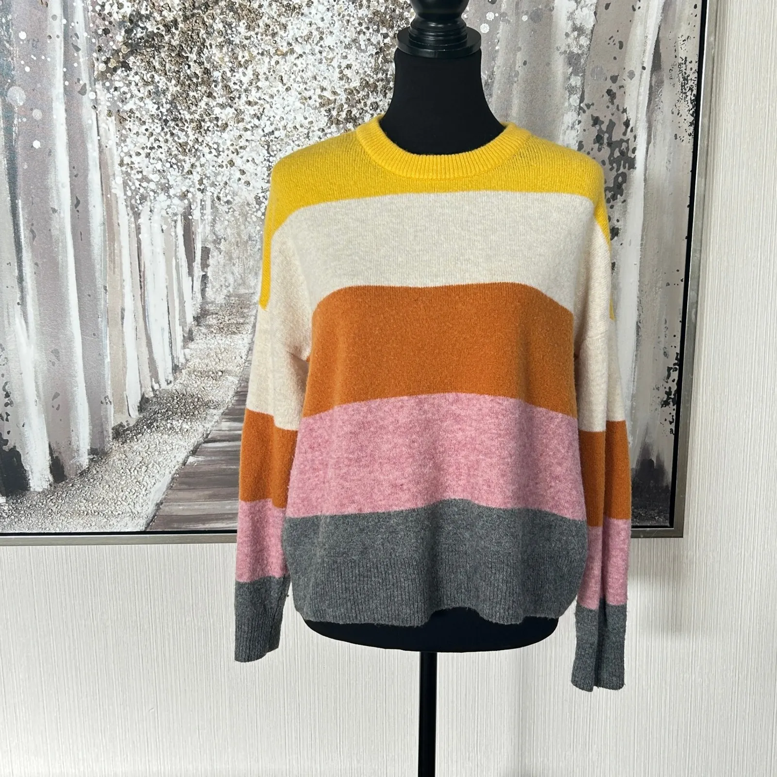Madewell Crofton Oversized Striped Pullover Coziest Yarn Wool Alpaca Sweater - S - Image 3