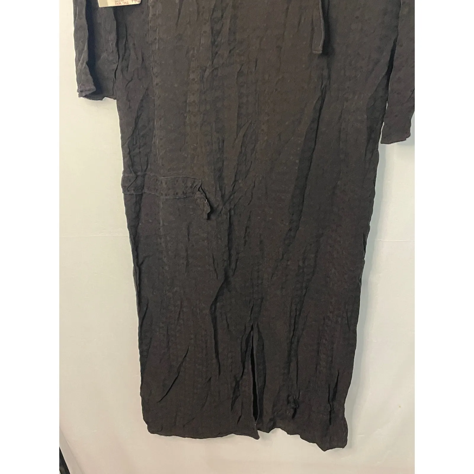 Garb Black Textured Long Sleeve Midi Dress Size Medium Style 1995 Made in USA - Image 10