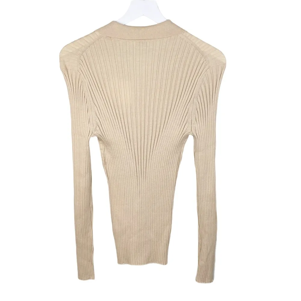 NEW Vince Ribbed Collar Polo Knit Cardigan Sweater Top Retro 90s Style Size XL - Image 3