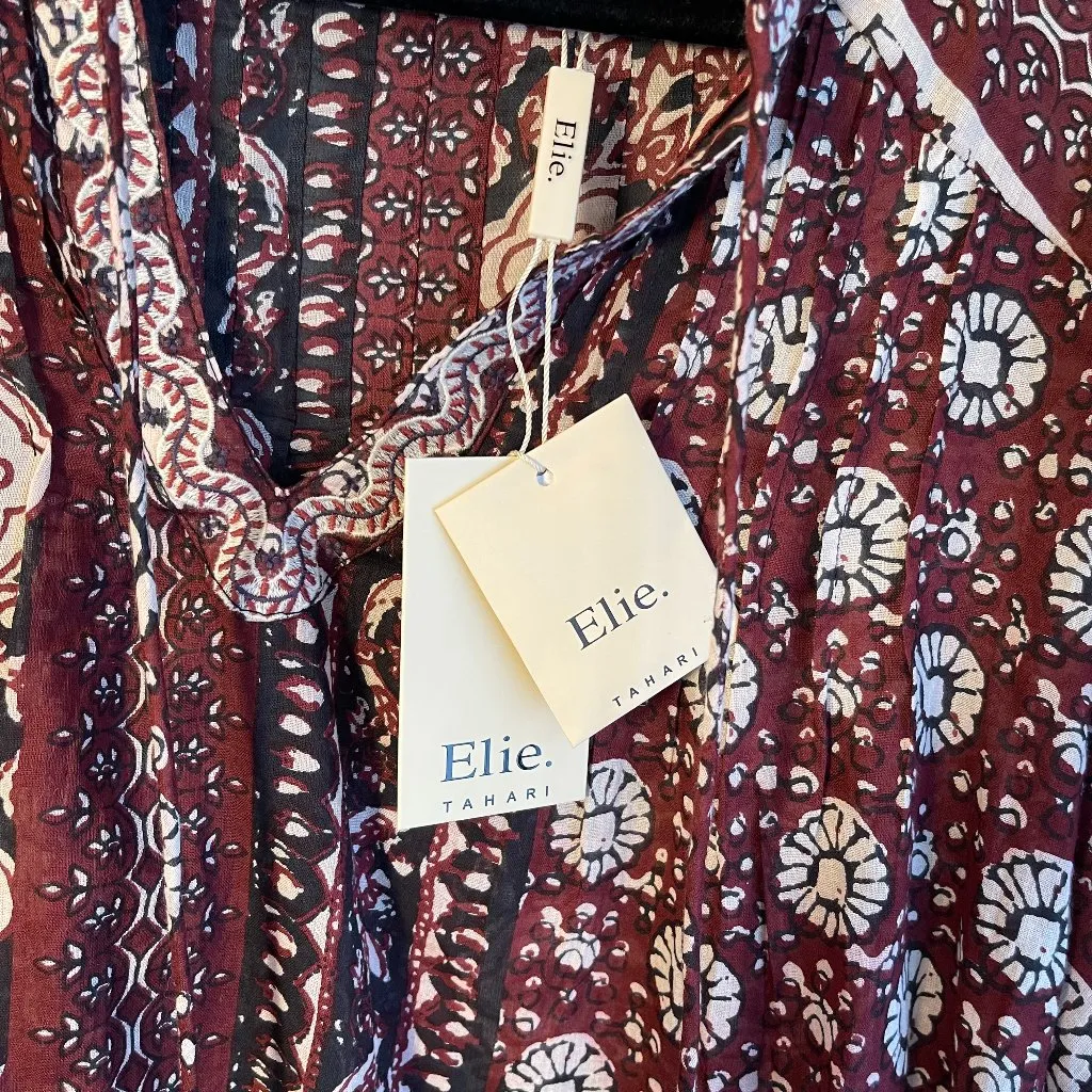 Ellie Tahari Floral Print Cotton Puff Sleeve Blouse, XL - NWT - Image 4