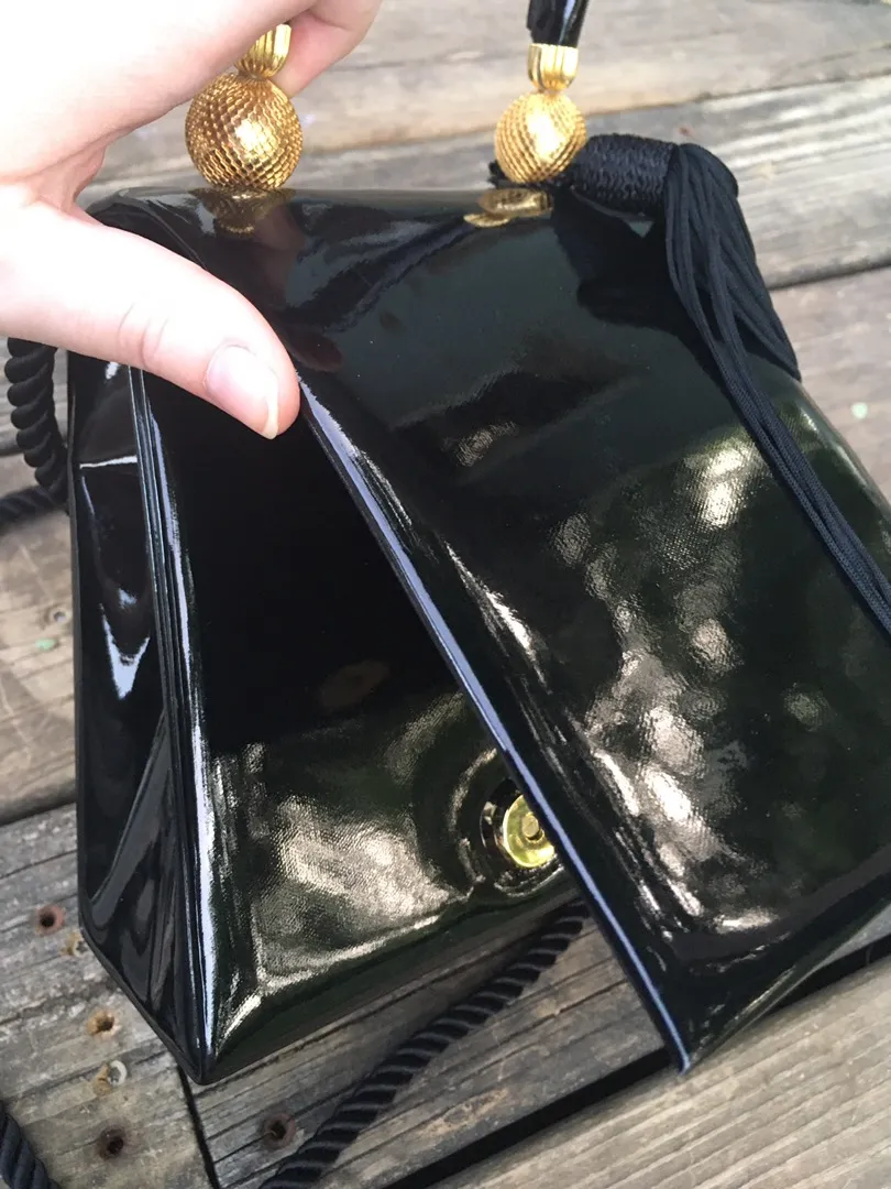 Classy Black Shine Rectangular Bag - Image 6