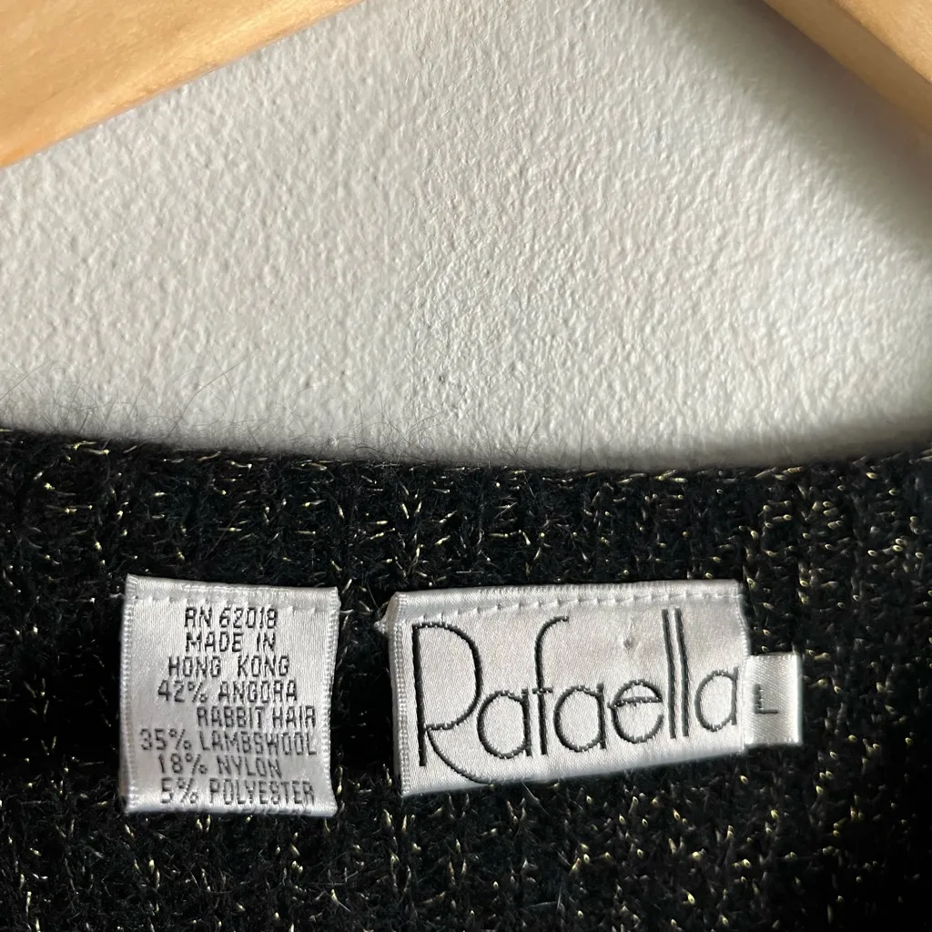 Vintage Rafaella Angora Blend Metallic Fuzzy V - Image 3
