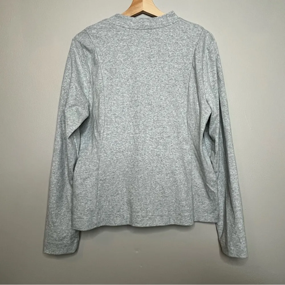 Banana Republic Asymmetrical Grey Long Sleeve Zip Fleece Jacket Size Large - Image 8