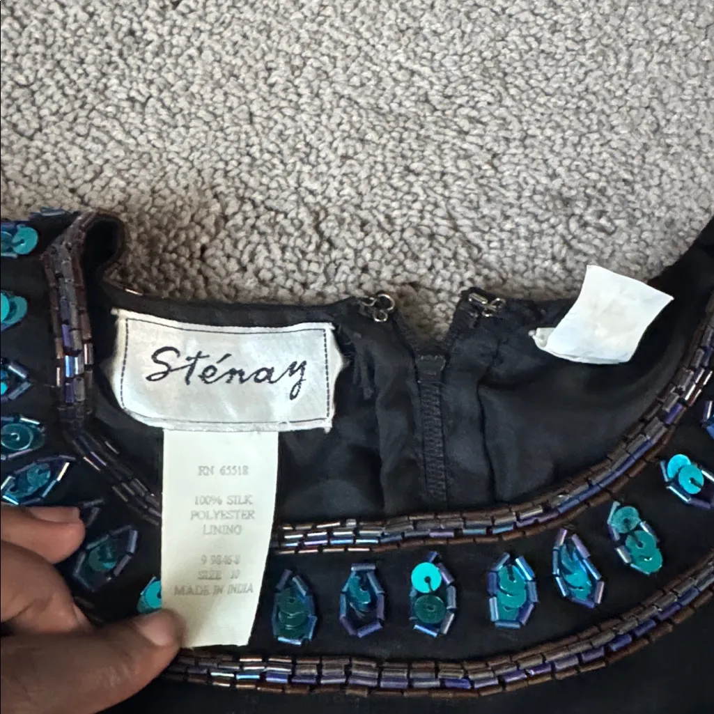 Stenay Embellished Sequin Beaded Blouse SIZE 10 Blue - Image 3