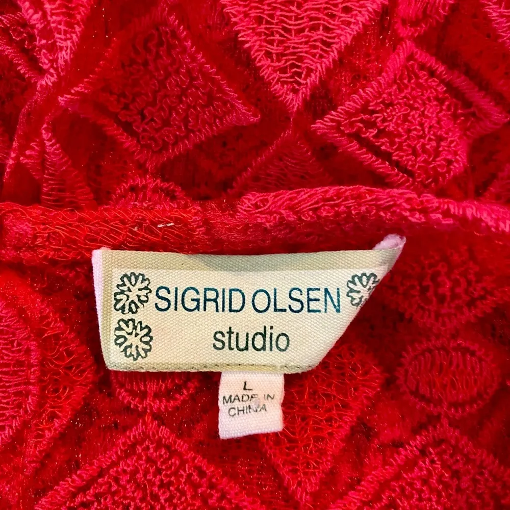 Sigrid Olsen Sheer Red Dress - Image 3