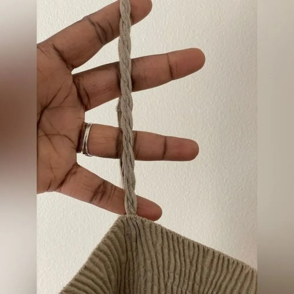 Twin Set Simona Barbieri Linen Dress Spaghetti Strap Beaded Accent Sz L Smocked Size L - Image 6