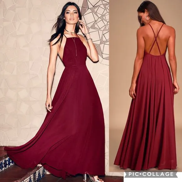 Lulus Mythical Kind of Love Wine Red Maxi Dress burgundy small - Image 2