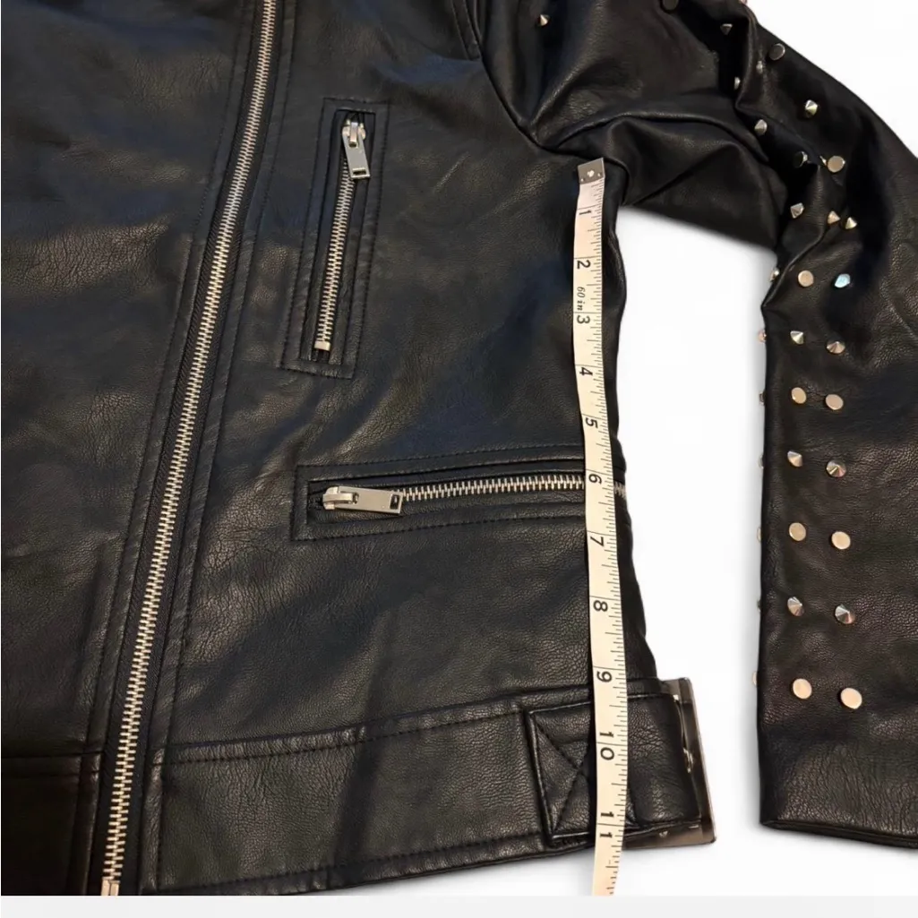 Love tree Studded Black faux Leather Jacket size medium women’s - Image 7