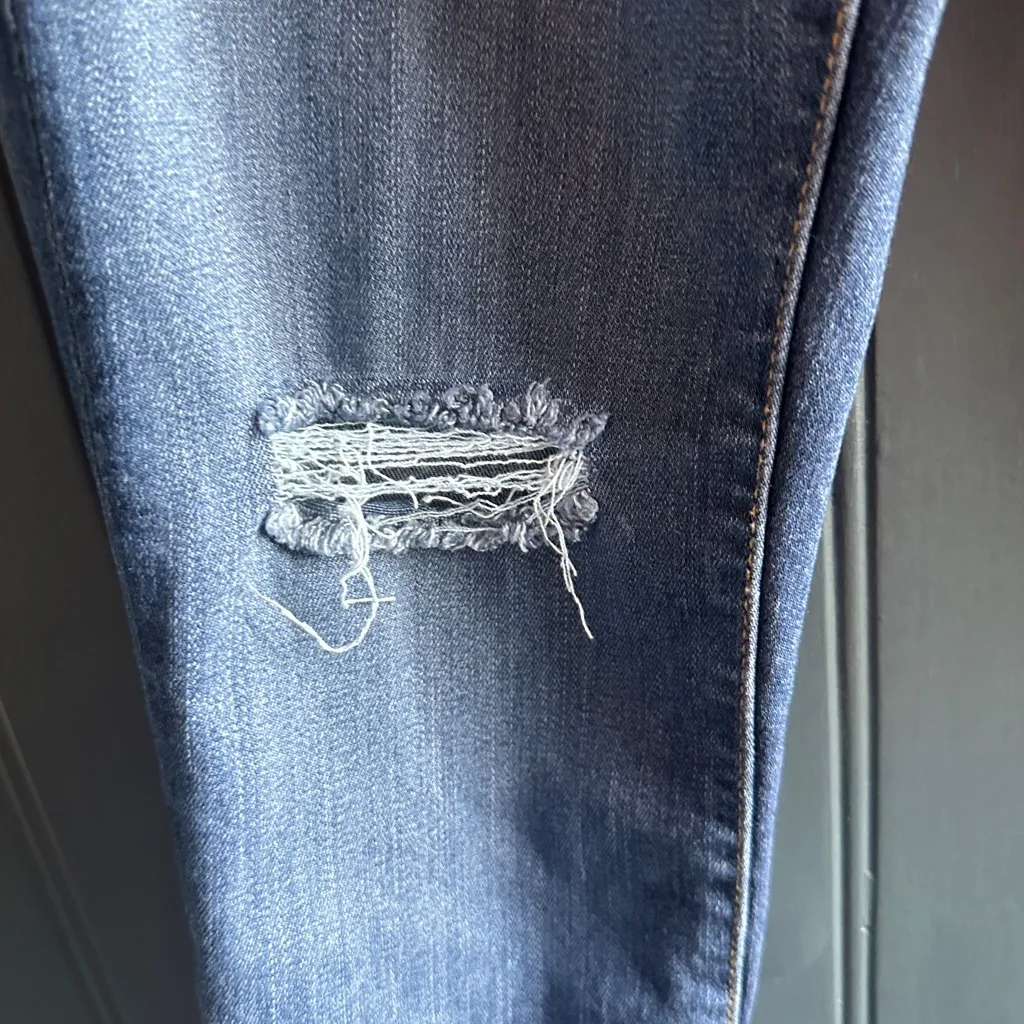 Universal Thread High Rise Skinny Dark Blue Distressed Ankle Jeans - Image 3