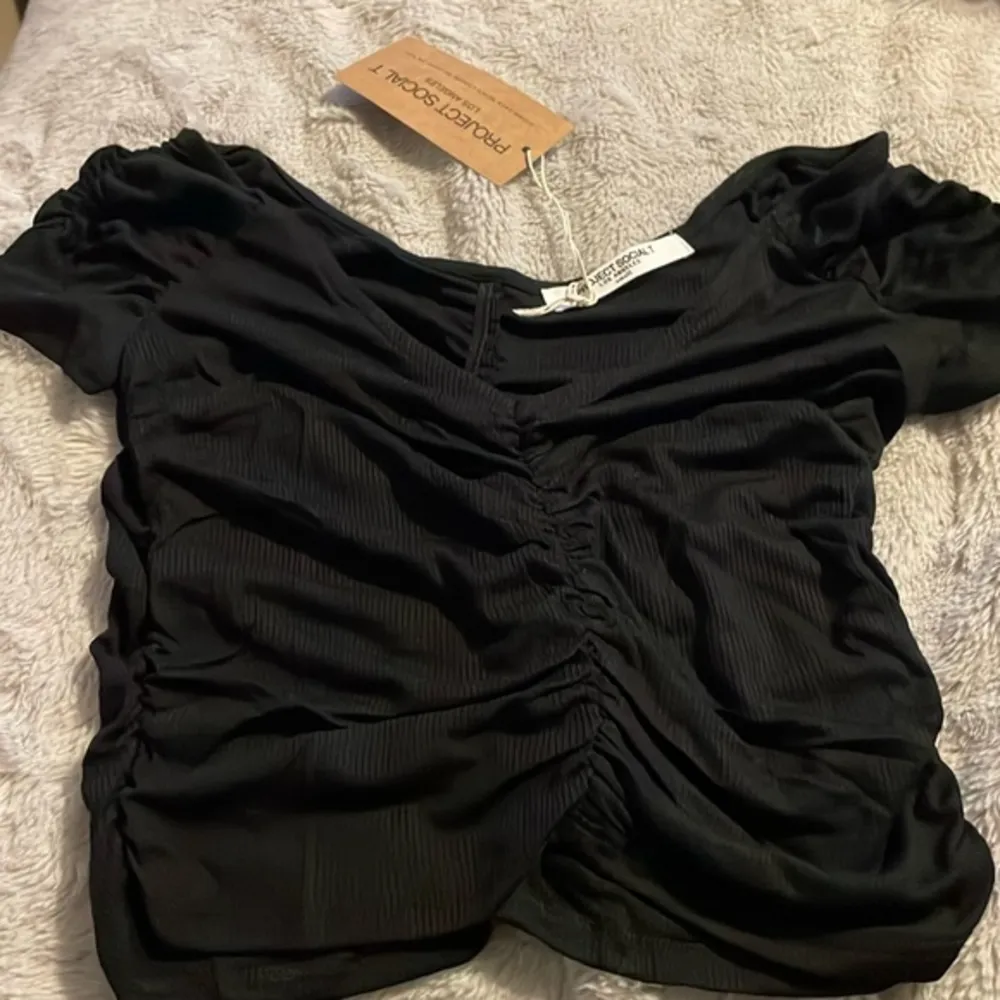 NWT Project Social T Black Ribbed Shirt Sz Small Minimalist Whimsigoth Preppy - Image 6