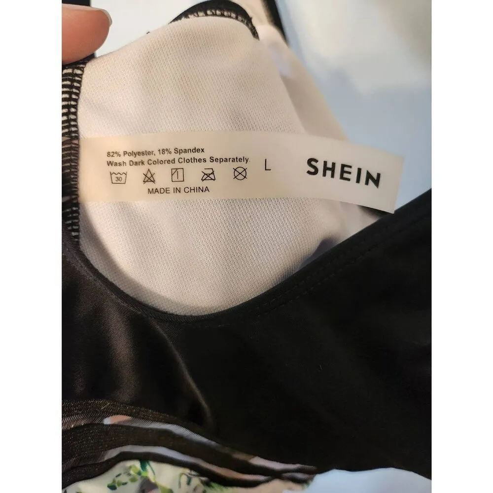 Shein Size L Pineapple Tropical Hibiscus FLORAL One Piece Bathing Suit Swim - Image 5