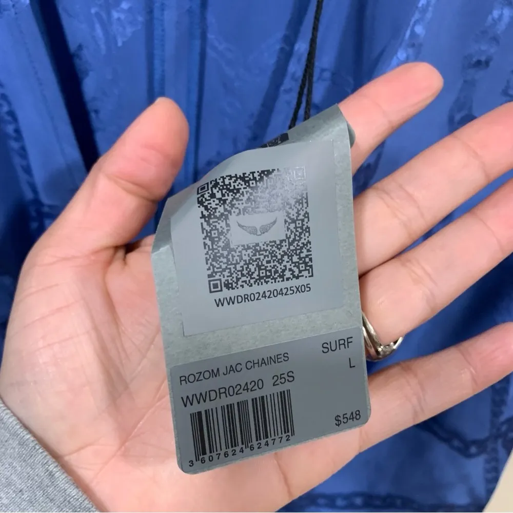 NWT Zadig & Voltaire - Rozom Silk Jacquard Chaines Dress - Surf
Size Large - Image 8