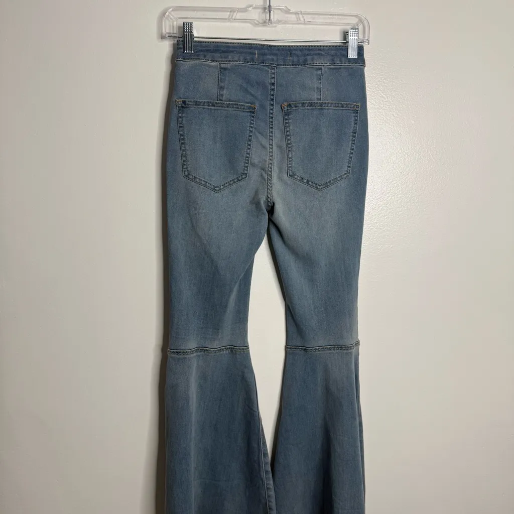 Free People Flare Float On‎ Pant Jean in Love Letters Blue Size 24 - Image 6