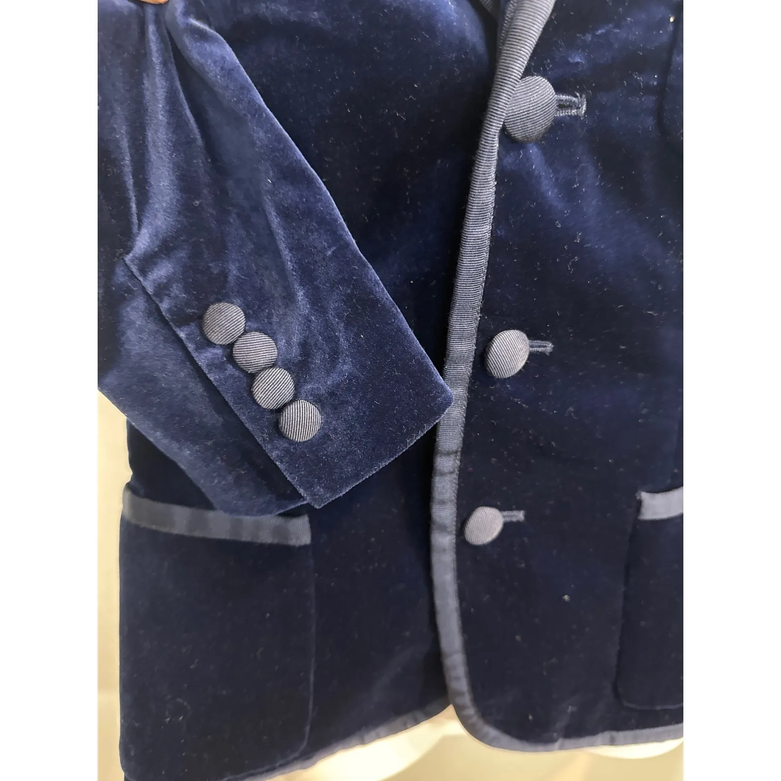 RARE RUGBY Ralph Lauren Navy Velour Blazer Jacket Womens Size 6 Preppy Old Money Blue - Image 4