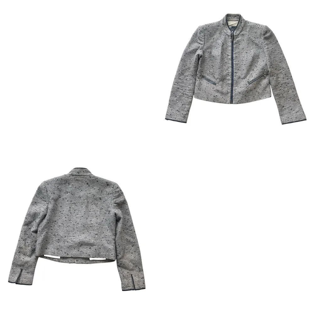 Magaschoni Tweed Blazer Jacket Navy Blue White Size 0 XS Italy Vintage formal - Image 8