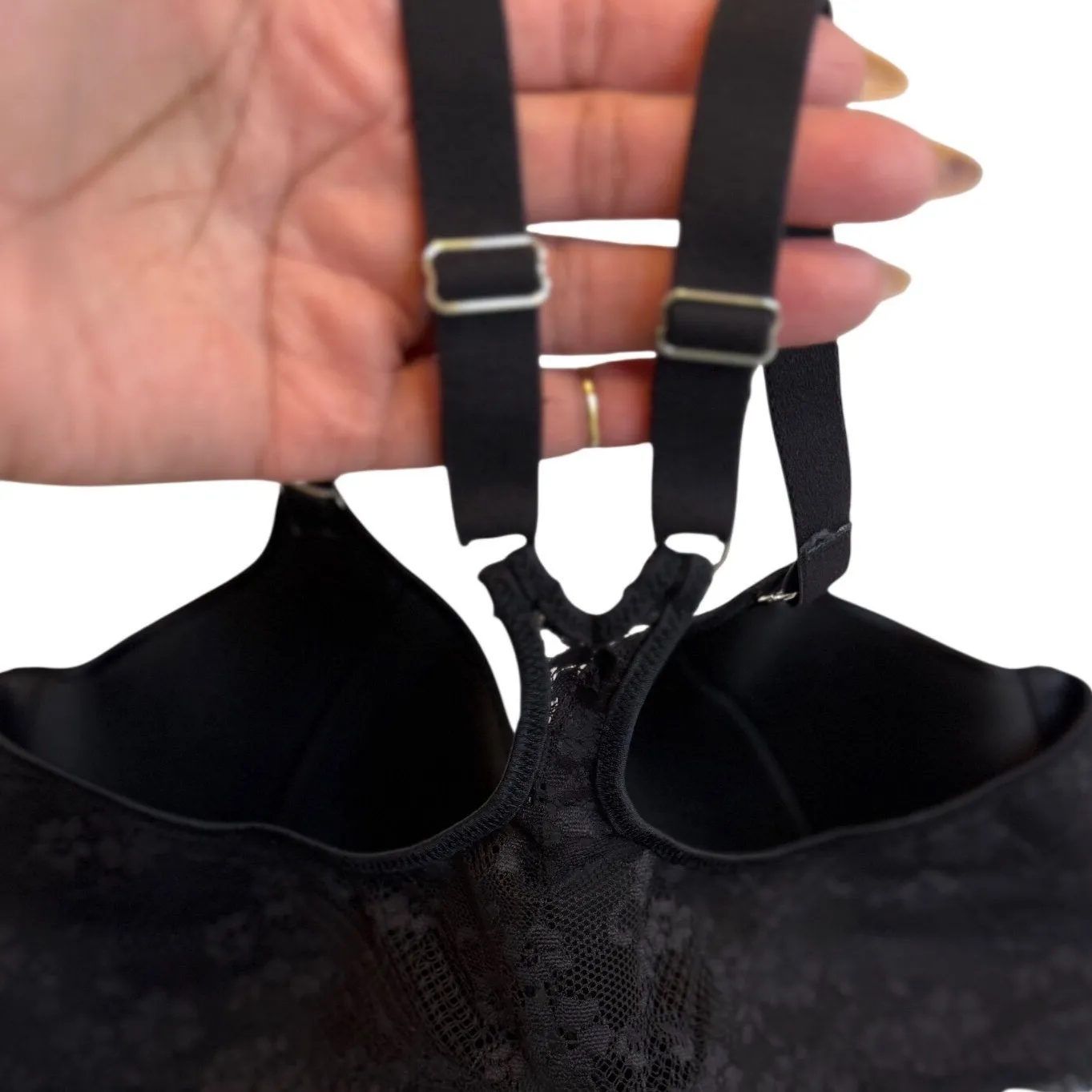 Maidenform Black Lace Trim Racerback Underwire Adjustable Straps Bra 36DD - Image 6