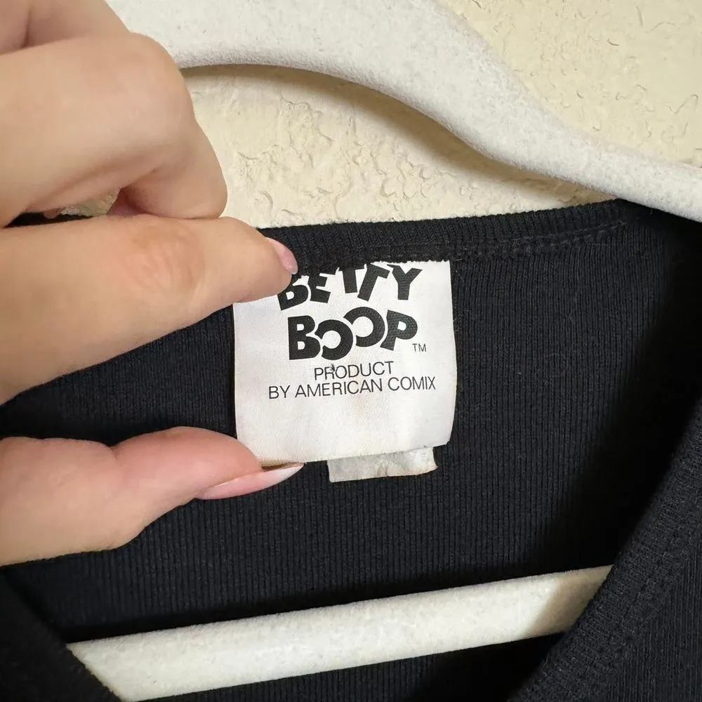 vintage 90s y2k betty‎ boop graphic embellished bejeweled baby tee sz medium - Image 3