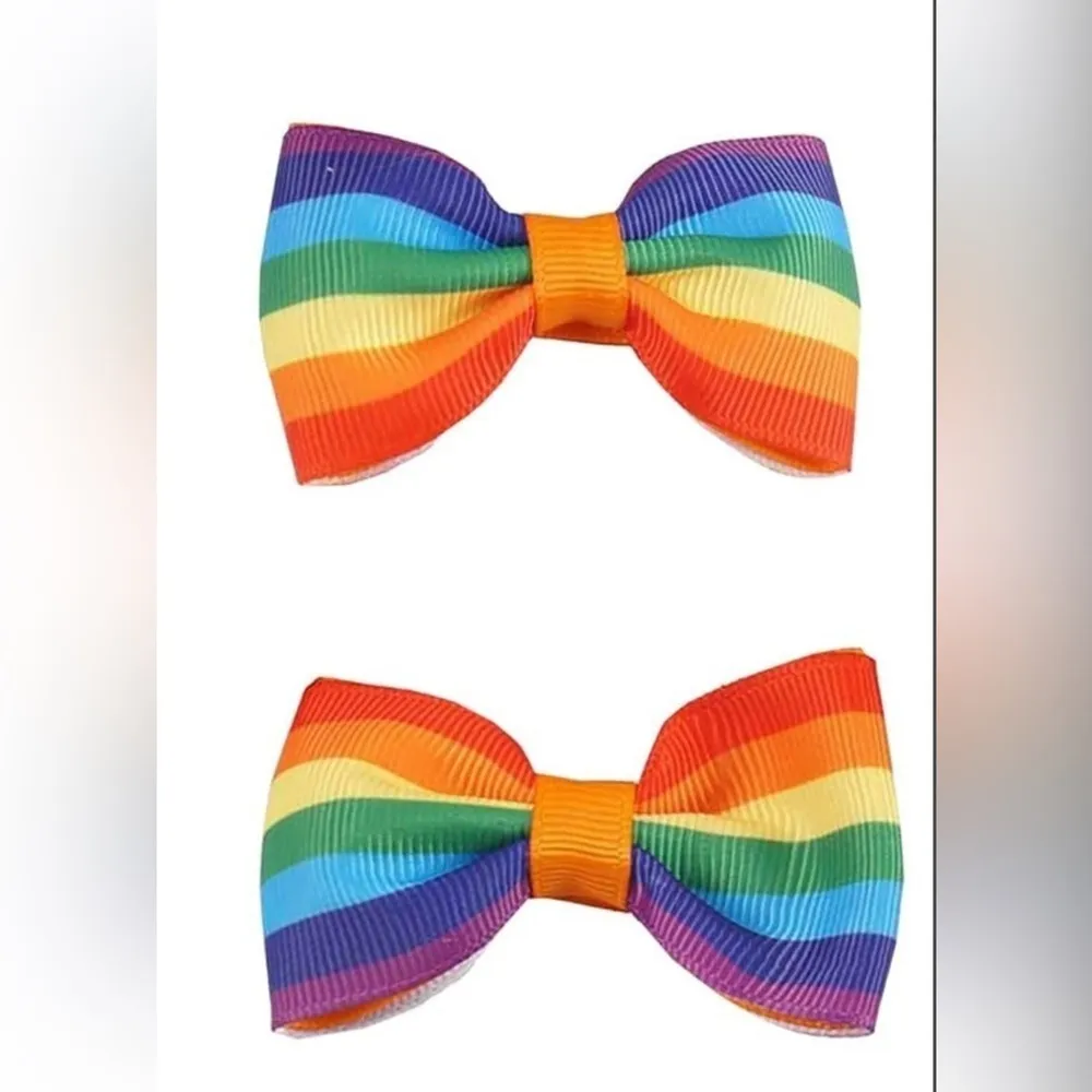 Rainbow Hair Clips Bows Pride Cheer Set of 2 - Image 6