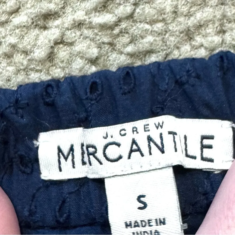 J. Crew Mercantile Eyelet Asymmetrical Ruffle Midi Skirt, navy blue, size small - Image 3