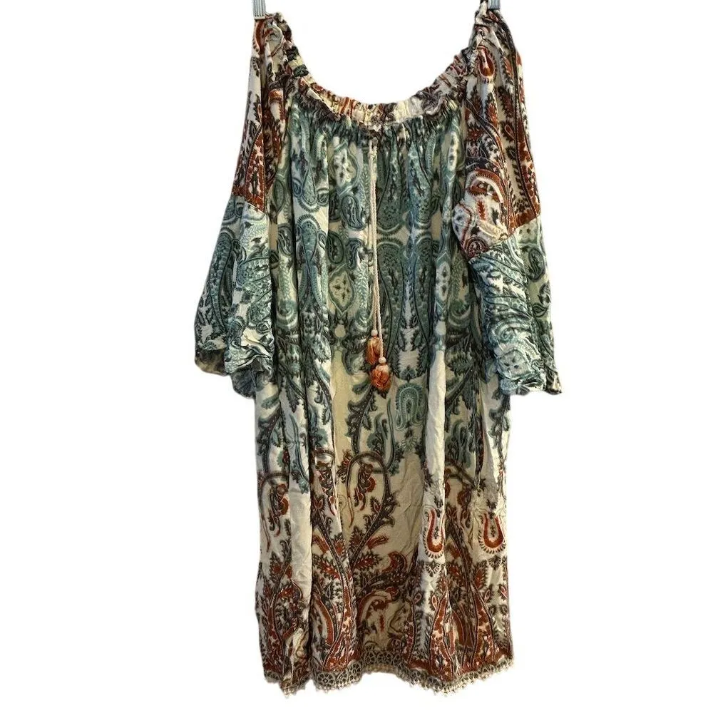 EST. 1946 Plus Size 22 Boho Chic Paisley Off-Shoulder Dress Multicolor - Image 2